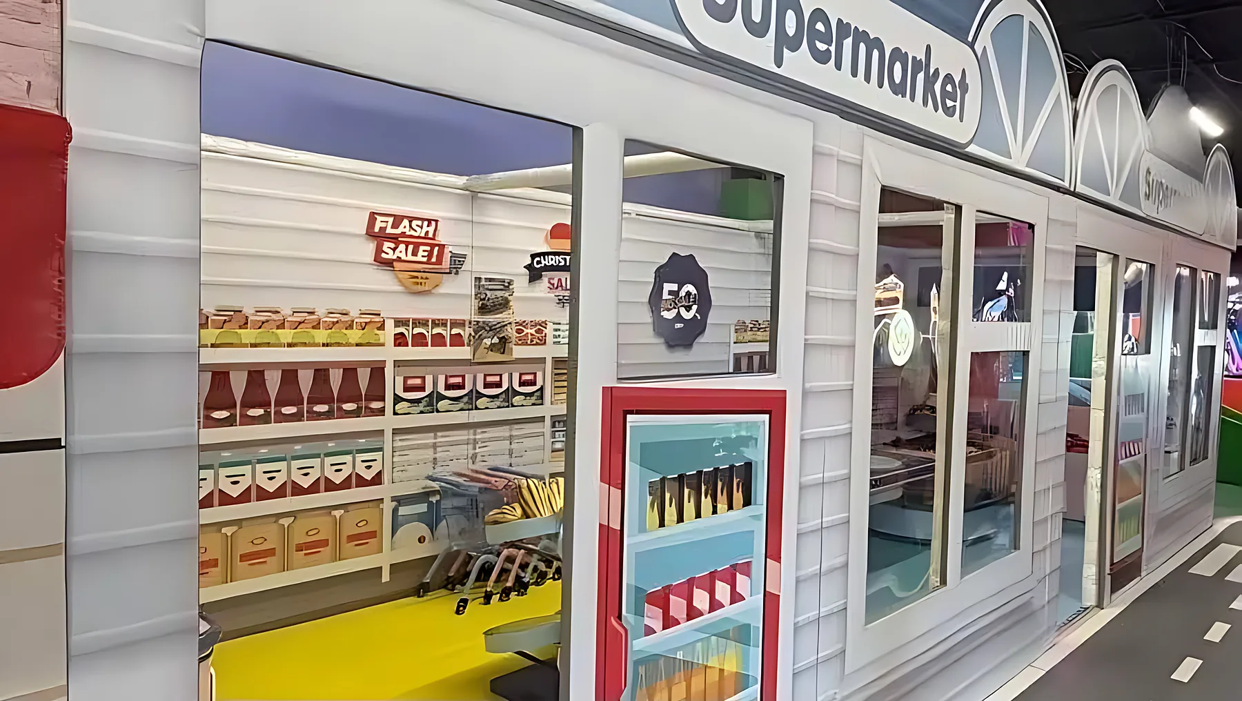 Mini Town play supermarket at Nova Adventure Park Reading